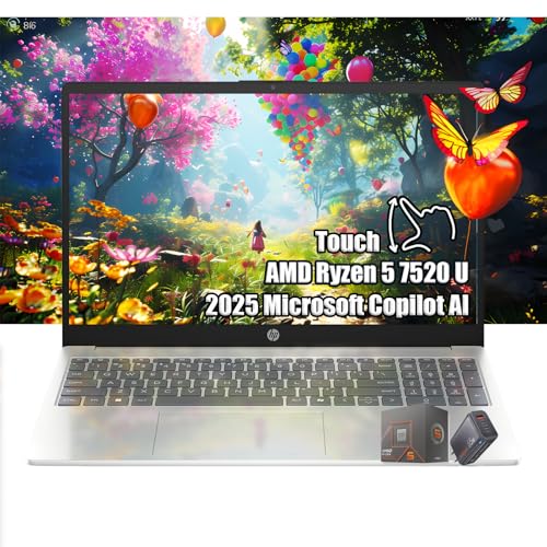 15.6" HD Touchscreen Laptop | AMD Ryzen 5 7520U (Beat Intel i7-1165G7256) | 16GB RAM - 1TB SSD | Wi-Fi 6 - Windows11 | Microsoft Copilot AI School Students College | Charger