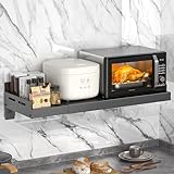 Adjustable Wall-Mounted Microwave Rack - Space-Saving Kitchen Storage Shelf for Essentials - Perfect Organizer for Small Kitchens and Appliances