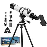 90mm Aperture Telescope 800mm Focal Length Refractor Telescope for Beginners & Advanced Users, Professional Astronomy Telescope with 32X-240X Magnification, 3X Barlow Lens & Phone Adapter