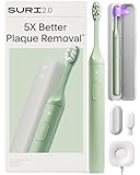 SURI 2.0 New Sonic Electric Toothbrush with Pressure Sensor & UV-Cleaning Travel Case | 1 Month+ Battery | Electric Toothbrush for Adults | Travel Toothbrushes | Tooth Brush | Green