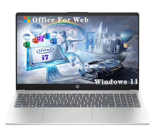 HP 15.6" Laptop, 15.6" FHD IPS Screen Notebook, Intel 12th Core i7-1255U, Office 365 for The Web, Numeric Keypad, Webcam, HDMI, Wi-Fi, Windows 11 Home, Natural Silver (32GB RAM | 2TB SSD)