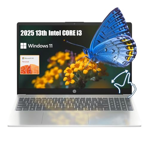 HP 15.6inch Touchscreen Laptop AI 2025-6Core Intel i3-1315U Beat i5-1230U - Wi-Fi 6 - Windows 11 - Office 365 One Year - Computadora Laptop - Work Business College (8GB RAM | 256GB SSD)