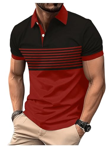 SOLY HUX Men's Playing Card Print Golf Shirt Short Sleeve Summer Work Tennis Tee Shirt