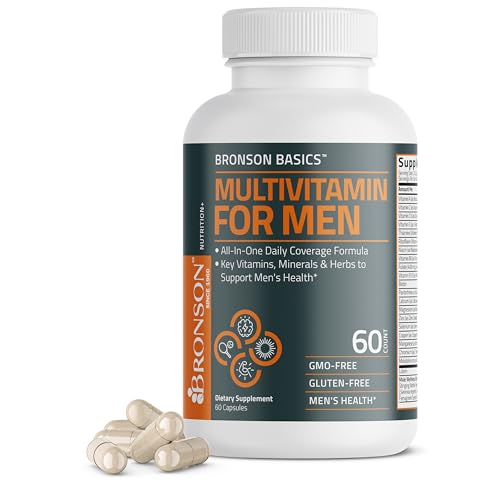 Bronson Multivitamin for Men All-in-One Daily Coverage Formula Key Vitamins, Minerals & Herbs to Support Men's Health, 60 Capsules