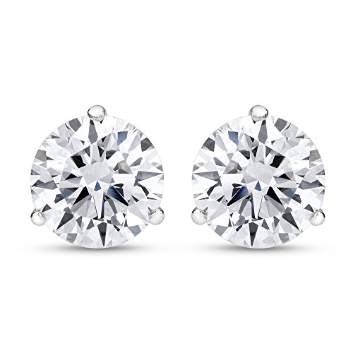 Houston Diamond District 0.25 to 10 Carat IGI Certified LAB GROWN Round Cut Diamond Stud Earrings for Women 3 Prong Push Back (D-E COLOR, VS1-VS2 CLARITY) Platinum Round Shape 10 Carat