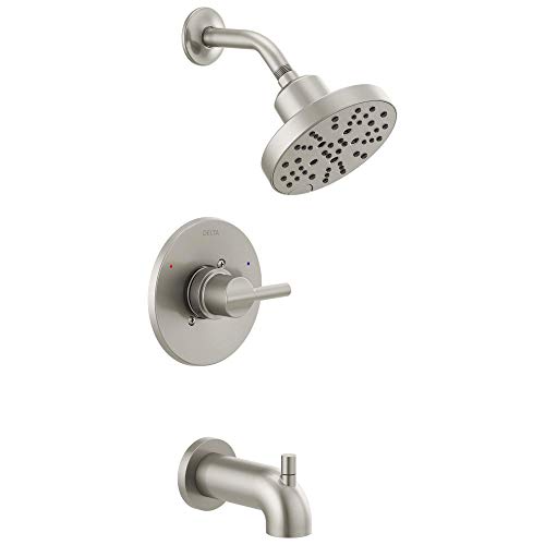 Delta Nicoli 14 Series Brushed Gold Bathtub Shower Faucet Set with Handheld Shower Head