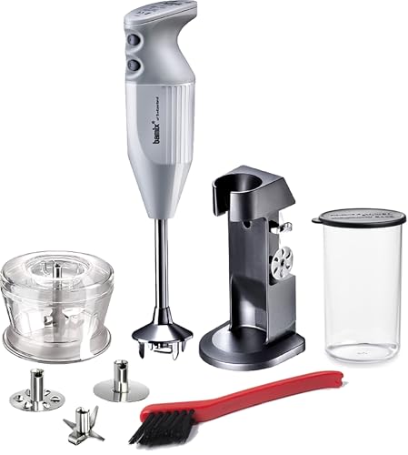 bamix® of Switzerland M200 Chef’s Favorite Stick Blender/Immersion Blender, White. Includes 3 Interchangeable Stainless Steel Blades:Multipurpose, Beater, Whisk and Accessories Set.