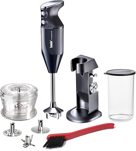 bamix® of Switzerland M200 Chef’s Favorite Stick Blender/Immersion Blender, Black – Includes 3 Interchangeable Stainless Steel Blades:Multipurpose, Beater, Whisk and Accessories Set.