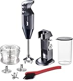 bamix® of Switzerland M200 Chef’s Favorite Stick Blender/Immersion Blender, Black – Includes 3 Interchangeable Stainless Steel Blades:Multipurpose, Beater, Whisk and Accessories Set.