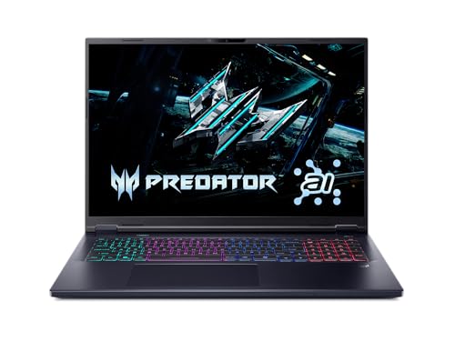 acer Predator Helios Neo 18 AI Gaming Laptop | Intel Core Ultra 9 Processor 275HX | NVIDIA GeForce RTX 5070 Ti | 18" WQXGA 240Hz G-SYNC | 16GB DDR5 | 1TB Gen 4 SSD | Killer Wi-Fi 6E | PHN18-72-92Y3