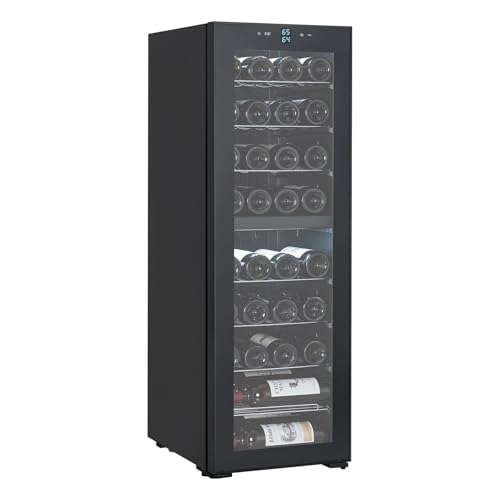 39 Bottle Dual Zone Wine Cooler Refrigerator – Freestanding Wine Fridge with Fast Cooling & Low Noise, Ideal for Red/White Wine, Champagne, Beer – Wine Chiller for Home Bar, Kitchen or Cellar Use