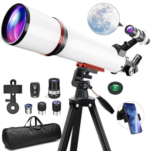 Telescope for Adults Astronomy,90mm Aperture 700mm Refractor Telescopes for Kids Beginners,Fully Multi-Coated Optics with AZ Mount Tripod & Carry Bag,Wireless Remote,Phone Adapter, Ideal Gift for Men