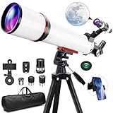 Telescope for Kids & Adults, 90/700mm & 70/500mm Refractor Telescopes for Beginners,Fully Multi-Coated Optics with AZ Mount Tripod & Carry Bag,Wireless Remote,Phone Adapter,Ideal Gift (K90700-white)