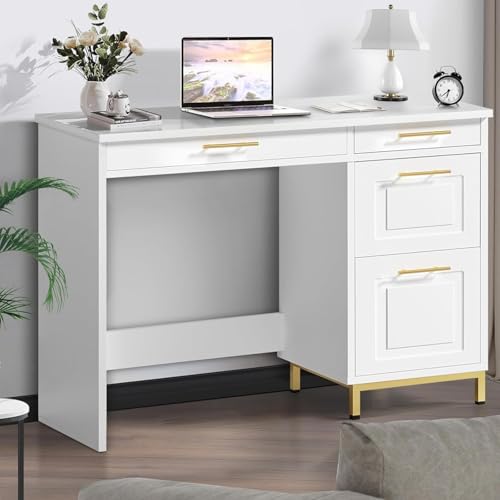 4 EVER WINNER White Desk with Drawers