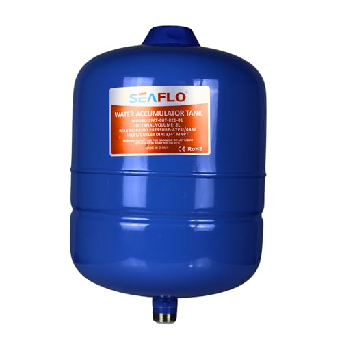 SEAFLO Pressurized Accumulator Tanks for Water Pump Flow Control with Internal Bladder - 23.5 OZ, 39 OZ, or 2 Gallon Options, Reduces Pump Cycling, 4-Year Warranty, NSF & UL Certified