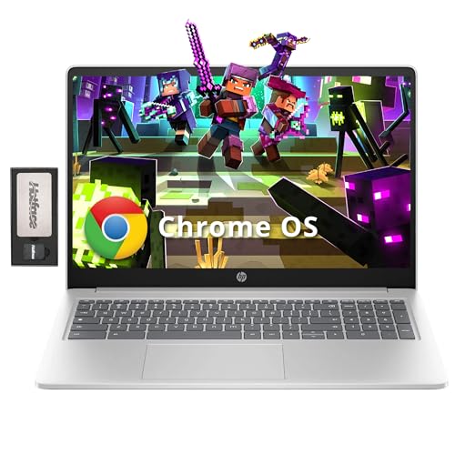 HP 15.6" HD Chromebook Laptop, Intel Processor N200, 8GB LPDDR5, 224GB Storage (64GB eMMC+160GB Docking Station Set), Intel UHD Graphics, HD 720p Webcam, Numeric Keypad, Wi-Fi 6, Chrome OS, Silver