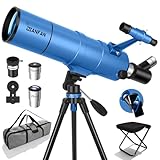 Dianfan Telescope for Kids & Adults, 90mm Aperture 550mm Astronomical Professional Telescope for Adults High Powered, Portable Travel Telescopes for Beginners with Tripod & Adapter, Bag, Folding Stool