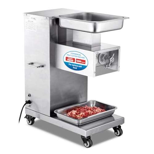Commercial Meat Cutter Machine, 1200LB/H Electric Cutting Machine 750W Commercial Meat Slicer 3mm Blade Restaurant Food Slicer Stainless Steel For Kitchen Restaurant Supermarket
