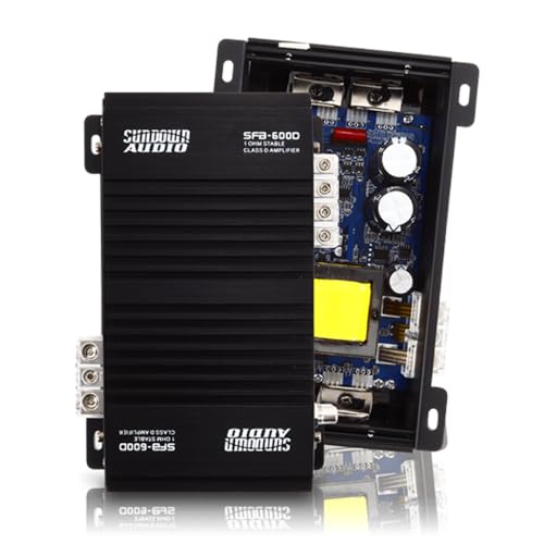 Sundown Audio A-SFB Full Range Class D Monoblock Amplifier - 1-Ohm Stable Digital Car Audio Amp with Variable Filters, Bass Boost, Clipping Remote
