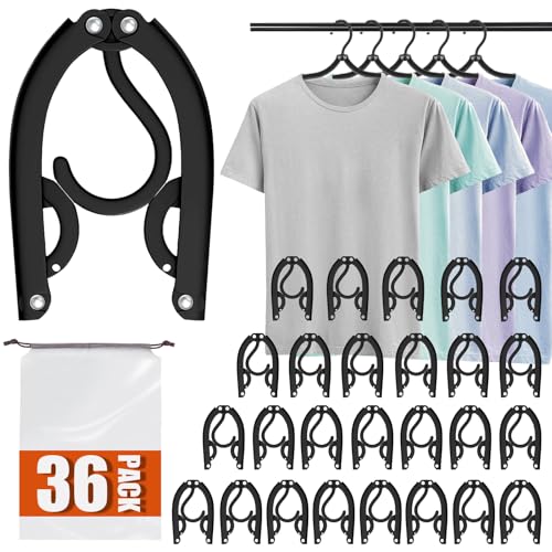 24 Pcs Travel Hangers Cruise Essentials 2025 Portable Folding Clothes Hangers Travel Accessories Foldable Clothes Drying Rack (Black)