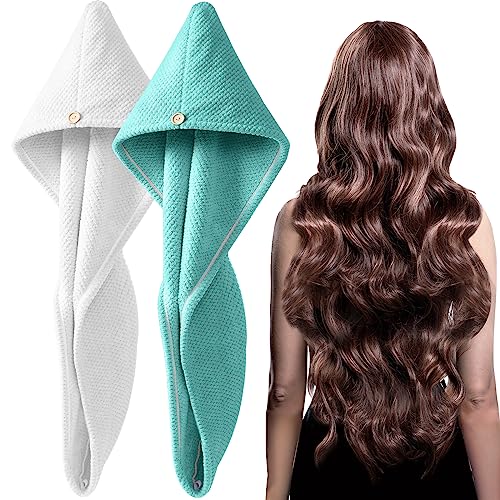 YFONG 2 Pack Microfiber Hair Towel Wrap for Women, Super Absorbent Quick Dry Hair Turban for All Hair Style Anti Frizz