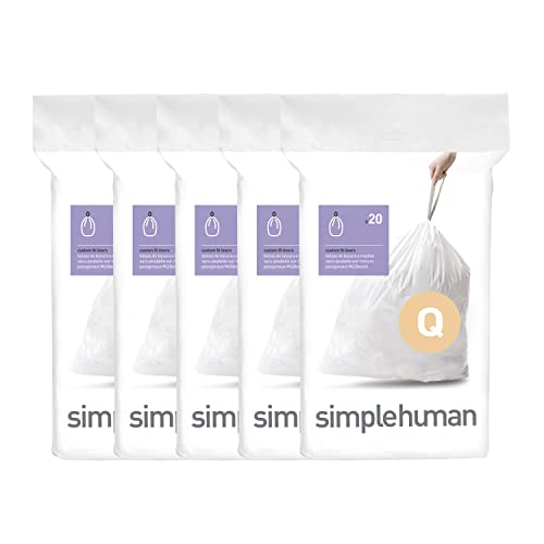 simplehuman Dispenser Pack Custom Fit Liners, Drawstring Trash Bags