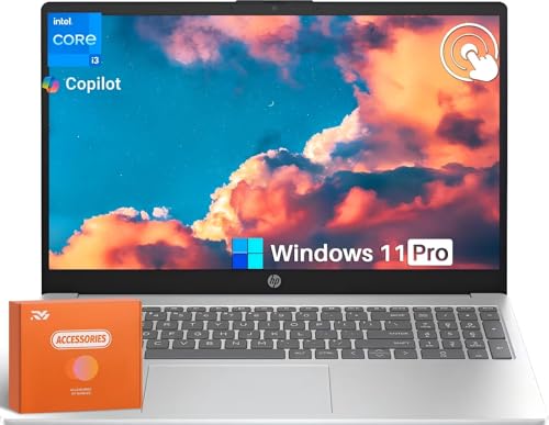 HP 2025 New 15.6" Touch-Screen Business Laptop, Intel 6-core i3-1215U Up to 4.4 GHz, 64 GB RAM, 2 TB SSD, Intel UHD Graphics, Long Battery Life, Wi-Fi 6E, Copilot AI Chat, Windows 11 Pro, Accessories