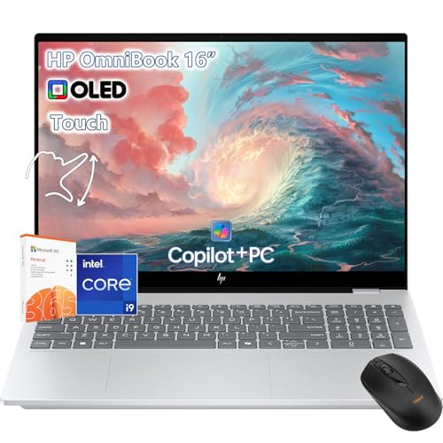 HP OmniBook 7 Touchscreen Laptop - 16inch 2K OLED 120Hz -Intel Core 9 270H Beat AMD Ryzen 9 8945H -64GB RAM -1TB SSD -Windows 11 Office 365 - Business Computadora Portátil PC AI Copilot 2025