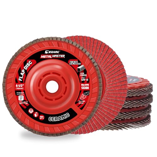 EZARC Flap Discs, Ceramic Grain Flap Sanding Disc, Type 27 Heavy Duty Abrasive Trimmable Grinding Wheel Finishing for Stainless Steel, Sheet Metal
