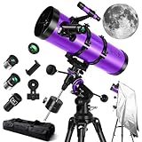 Telescope, 150EQ Newtonian Reflector Telescope for Adults & Beginners, Professional Telescopes for Adults High Powered Astronomy with Equatorial Mount, Phone Mount, Dust Cover & Carrying Bag