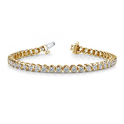 30 Carat 14K Yellow Gold Round Shape Classic LAB GROWN Diamond Tennis Bracelet 3 Prong Luxury Collection (D-E Color, VS1-VS2 Clarity) Size: 8 Inches