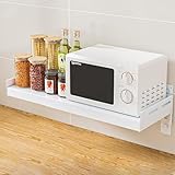 Adjustable Wall-Mounted Microwave Rack - Space-Saving Kitchen Shelf Nizer for Microwave Ovens & Small Appliances, Sturdy Storage Solution for Efficient Home Cooking X28Cm,White-(38~53) x28cm