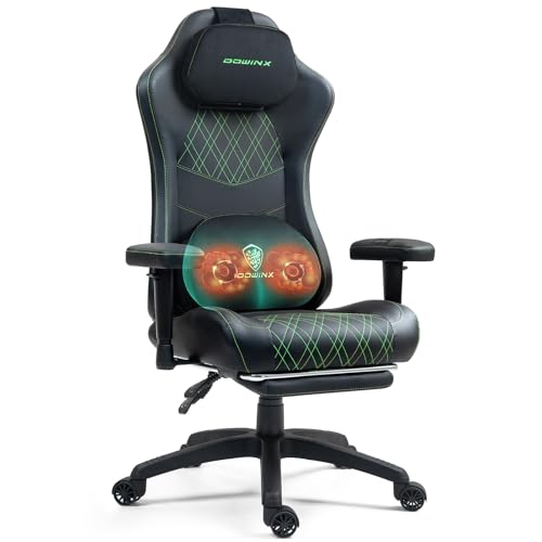 Dowinx Gaming Chair with Heated Massage and Sofa-Grade Spring Cushion, Reclining Gamer Chair Ergonomic Office Computer Desk Chair with Adjustable Footrest Lumbar Support for Adults 300lb