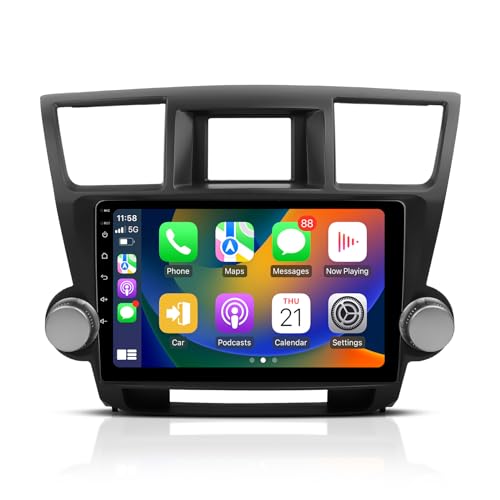 ViaBecs Android 13.0 6G 128G Car Stereo Wireless Apple CarPlay for Toyota Highlander, 10.2" HD Touch Screen Radio Bluetooth GPS Navigation, 2.4GHz & 5GHz WiFi, SWC, DSP 48-EQ AM FM Radio