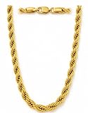 SHOP WGS American Real 14K Solid Yellow Gold Rope Chain Necklace for Men & Women Radiant Diamond Cut with Lobster Claw Clasp 14K Real Gold Jewelry Gifts (28 Inch, 10MM)