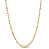 SHOP WGS Italian 18K Solid Yellow Gold Rope Chain Necklace for Men & Women Radiant Diamond Cut with Lobster Claw Clasp 18K Real Gold Jewelry (3mm, 4.1mm) (30 Inch, 10MM)