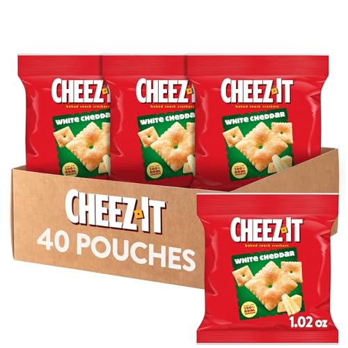 Cheez-It Cheese Crackers, Baked Snack Crackers, Lunch Snacks, White Cheddar (48 Pouches)​