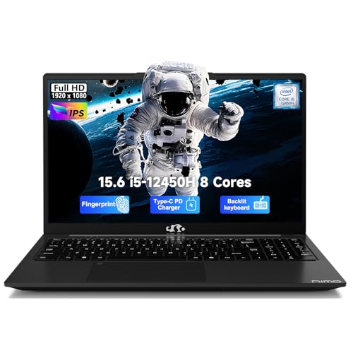 NIMO 15.6" FHD lPS-Business-Laptop, 8 Cores Intel i5-12450H 64GB RAM 2TB SSD (Beat i7-11800H, Up to 4.4 GHz) Student Computer with 100W Type-C Fingerprint Backlit Keyboard WiFi-6 Numpad Win 11