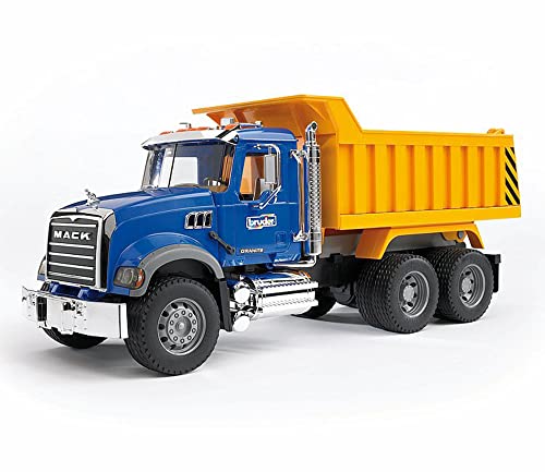 Bruder Mack Granite Dump Truck with Light & Sound: Realistic 1:16 Scale Toy, Ultra-Realistic for Indoor & Outdoor Play, Sand & Snow, Durable Construction Vehicle