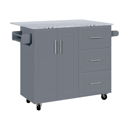 4 EVER WINNER Kitchen Island with Drop Leaf