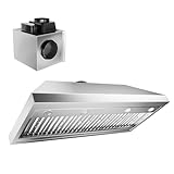 CT Copper Tailor 42-inch Range Hood Insert with Inline Remote Blower,1260CFM Kitchen Vent Hood, 4-Speed Exhaust Fan, 4 LED Lights, 8" Round Ducted,Baffle Filters, in Stainless Steel