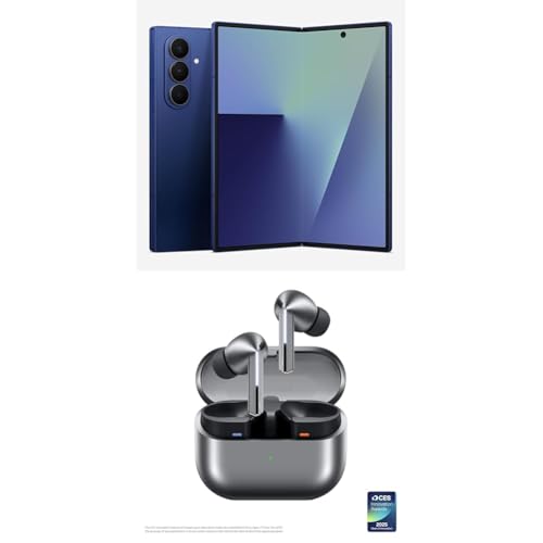 Samsung Galaxy Z Fold7 512GB Unlocked AI Smartphone, Blue Shadow w/Galaxy Buds 3 Pro AI True Wireless Bluetooth Earbuds, Silver
