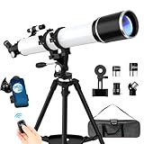 FAMIROSA Telescope for Adults High Powered, 90mm Aperture (36X-270X) 900mm Focal Length Refractor Astronomy Telescopes for Planets and Stars, Professional Telescopio with Bag, Phone Adapter, Tripod