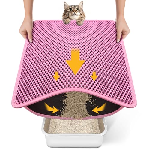 Cat Litter Mat, Upgrade Super Waterproof Back Layer Litter Box Mat, Non Slip, Durable, Soft on Paws Kitty Trapping Matt
