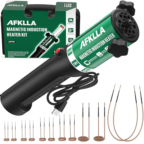 Induction Heater Bolt Removal, 1500W 110V Magnetic Heat Induction Tool with 12 Coils, Bolts Heating Kit for Rusty Screw, Nuts, Bearings Removal - Toolbox Incl, Green