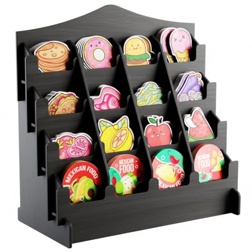 HOTCAN Sticker Display Stand with Curved Pockets for Big 4'' Stickers- Brochure Holder with Customizable Space - On the Go Display Stands for Vendor Events - Ideal for Small Business Vendors