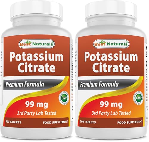Best Naturals Potassium Citrate 99mg 500 Tablets - 3rd Party Lab Tested