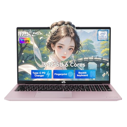 NIMO 17.3" IPS FHD-Student-Laptop, Intel 6 Cores i3-1215U 64GB RAM 2TB SSD (Beat 5 7520U, Up to 4.4GHz) Computer with 65W Type C Fingerprint Backlit Keyboard Wi-Fi 6 BT5.2, for Home and Business