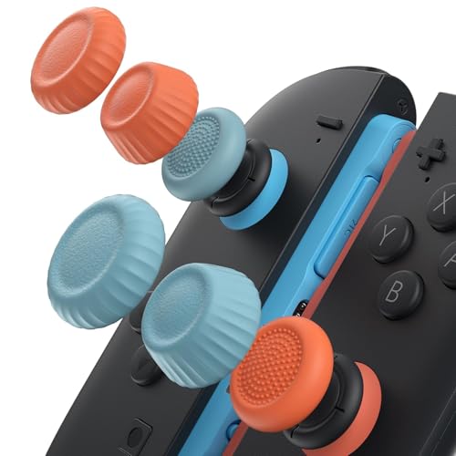 PSS Thumb Grips Compatible with Nintendo Switch 2 Upgraded Anti-Slip, Thumb Grip Caps, Ergonomic Design, Enhanced Gaming Grip, Comfortable & Durable, Joycon Stick Cover - Blue and Orange, 3Pairs(6pcs)