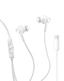 Belkin SoundForm Active Noise Cancelling Earbuds Wired with USB C Connector, IPX5-Rated, in-Ear Earphones w/Microphone for iPhone 17/16/15, iPad mini, Galaxy S25, Google Pixel 10, & More - White